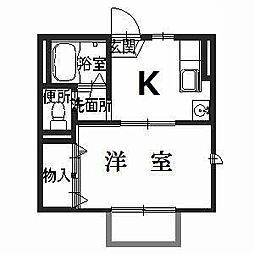フレグランス・オカ2 1Kの間取図画像