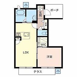 ヴィラ聖佳 1LDKの間取図画像