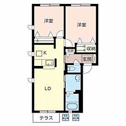 ティアラ・駅南A 2LDKの間取図画像