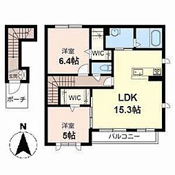 シャーメゾンプラスウェル 2LDKの間取図画像