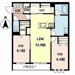 アリエッタ東三国ヶ丘 2LDKの間取図画像