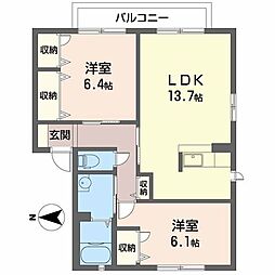 セピアコート 2LDKの間取図画像