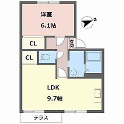 ファミール枚岡 1LDKの間取図画像