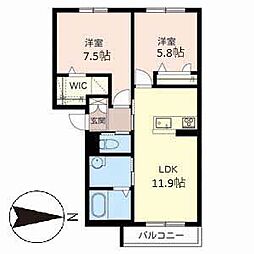 シャーメゾン久津川 2LDKの間取図画像