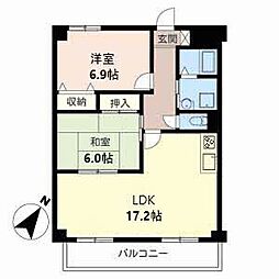 レジデンス笹原 2LDKの間取図画像