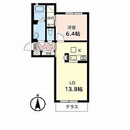 ジョイ・コート家七E棟 1LDKの間取図画像