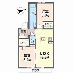ディアス島泉2 2LDKの間取図画像