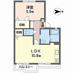 エスタシオンUA棟 1LDKの間取図画像