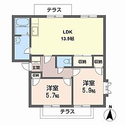 サニー・レジデンス 2LDKの間取図画像