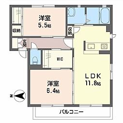 シャーメゾン爽 2LDKの間取図画像