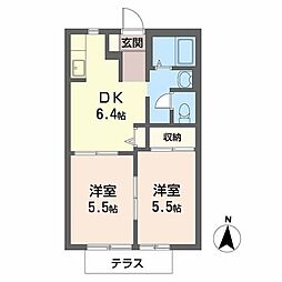 ヒメハナハイツK 2DKの間取図画像