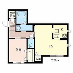 ベルフルール 1LDKの間取図画像