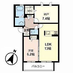 メゾンドショコラA棟 1SLDKの間取図画像