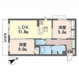 メゾンエイト 2LDKの間取図画像