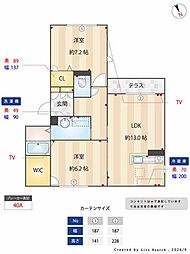 フローラルコート 2LDKの間取図画像