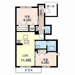 セントリビエB 2LDKの間取図画像