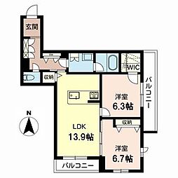 ベルフィオーレ 2LDKの間取図画像