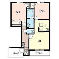 モン　レーヴ 1階2LDKの間取り
