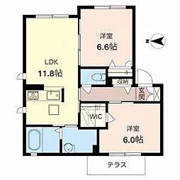 ハイツ静 2LDKの間取図画像
