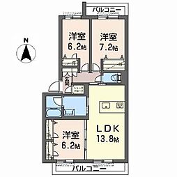カサブランカ 3LDKの間取図画像