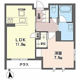 下鴨グリーンボロウ 1LDKの間取図画像