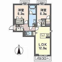 シャーメゾンネクサス 2LDKの間取図画像