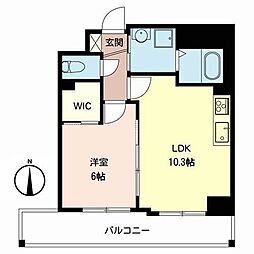 パルグレイス鴫野 1LDKの間取図画像