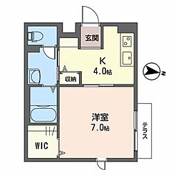 シャーメゾンワイエム 1Kの間取図画像