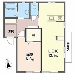 Ｌｅ　ＤｅｐａｒｔII（ル・デパールII） 0107 1階1LDKの間取り