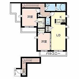 メゾン　ル　シエル 2階2LDKの間取り