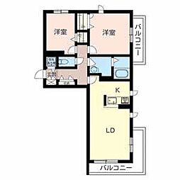 シャーメゾンコティヌス 2LDKの間取図画像