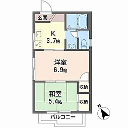 コスモハイツイシバシ 2Kの間取図画像