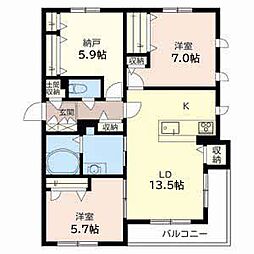 メゾンド満寿美 2SLDKの間取図画像