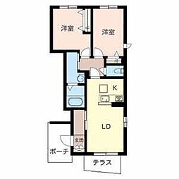 シャーメゾン春日出北 2LDKの間取図画像