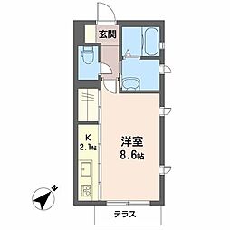 シャーメゾン春日出 1Kの間取図画像