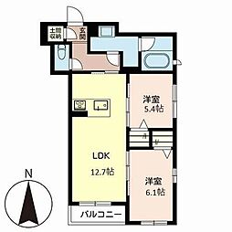 ＩＮＦＩＮＩＴＯ　桂 3階2LDKの間取り