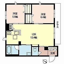クレオール鶴見2番館 2LDKの間取図画像