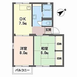 ソフィア栗東B 2DKの間取図画像