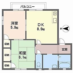 スウィートオクトパス 2DKの間取図画像