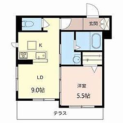 アンビエラ天王A 1LDKの間取図画像