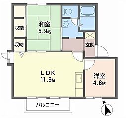 ディアス五反田B棟 2LDKの間取図画像