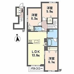 ブルー オーシャン レジデンス 3LDKの間取図画像