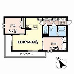 シャーメゾンブラン 2LDKの間取図画像