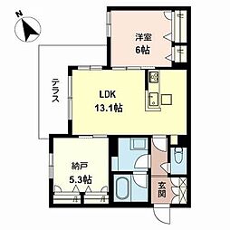 コルテ長原 1SLDKの間取図画像