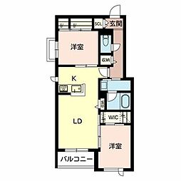 ウェルスビュー塚口 0301 3階2LDKの間取り