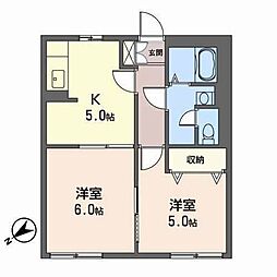 ハイム向日葵 2Kの間取図画像