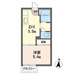 中津ハイツ 1DKの間取図画像