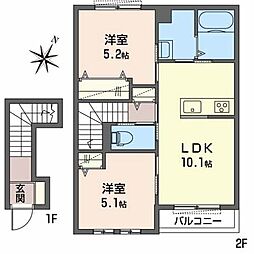シャーメゾンフェリーチェ 2LDKの間取図画像