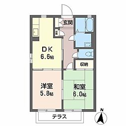 ハッピーヒル安乎 2DKの間取図画像