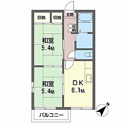 正木ハイツ 2DKの間取図画像